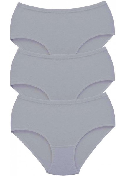 3 Adet Tutku Kadın Yüksek Bel Bato Kalın Lastik Külot Gri