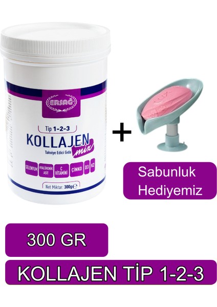 Kollajen Mix (Tip 1-2-3) 300 gr Orijinal Helal Organik - Sabunluk Hediyemiz 2066-05