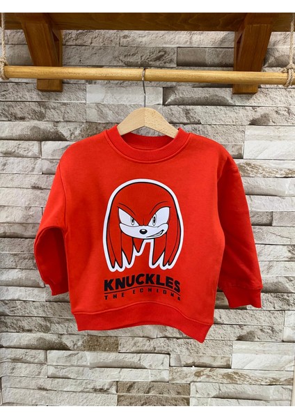 Aysbebe Knuckles Sonıc Baskılı Çocuk Swaetshırt