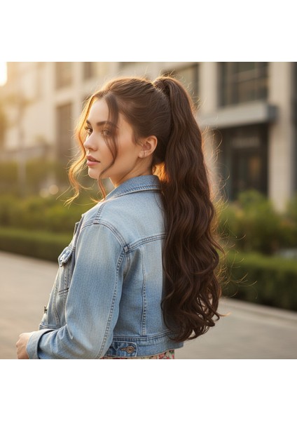 Bağlamalı Dalgalı At Kuyruğu - Kahve Karamel