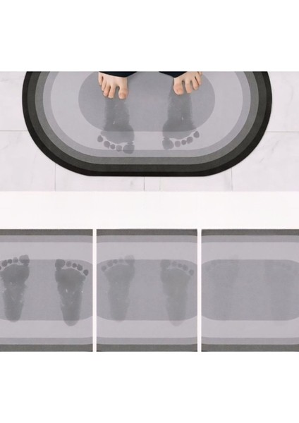 2 Adet Şık Tasarım Su Emici Banyo Lavabo Tuvalet Kaymaz Tabanlı Oval Paspas 38X58 cm M-60