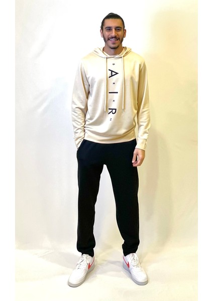 Süperlife Erkek Kapşonlu Regular Fit Air Baskılı Ince Sweatshirt SPR22SW162