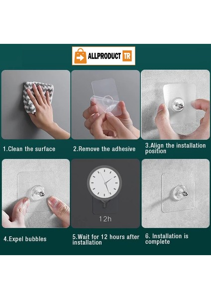 Allproduct Vantuzlu Yapışkanlı Askı – Kolay Montaj, Şık Tasarım, Banyo, Mutfak ve Ofis Için Pratik Yer Tasarrufu Çözümü
