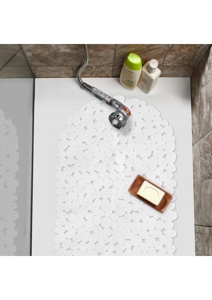 2 Adet Beyaz Banyo Duş ve Küvet Kaydırmazı Vantuzlu Paspas 34X68 cm M-130