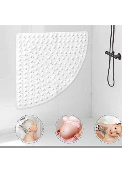 2 Adet Banyo Küveti Paspas Duş Köşe Vantuzlu Gider Delikli Duş ve Küvet Için 54X54 cm M-163