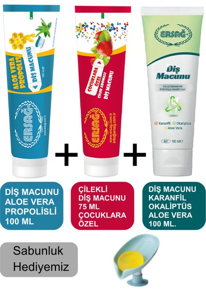 Diş Macunu ( Aile Paketi) 3'lü - Sabunluk Hediyemiz 204-02