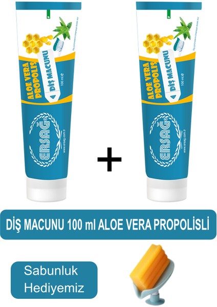 Diş Macunu Aloe Vera, Propolisli 2 Adet 100ML- Sabunluk Hediyemiz 188-01