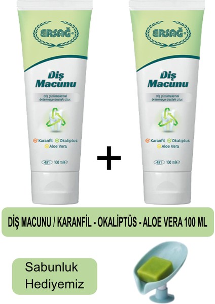 Diş Macunu (Karanfil,okaliptüs,aloe Vera) 2 Adet 100 Ml- Sabunluk Hediyemiz 481