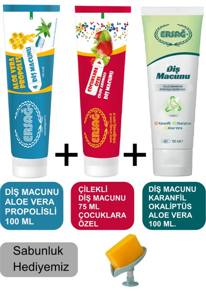 Diş Macunu ( Aile Paketi) 3'lü - Sabunluk Hediyemiz 204-05