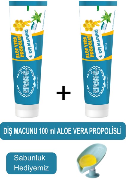 Diş Macunu Aloe Vera, Propolisli 2 Adet 100ML- Sabunluk Hediyemiz 188-03