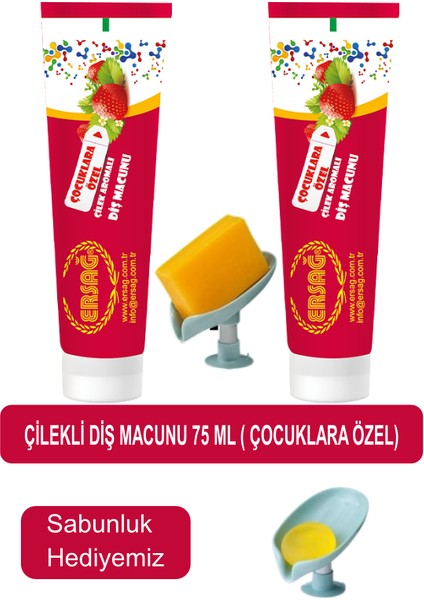 Çocuklara Özel Çilekli Diş Macunu 2 Adet 75 ml - Sabunluk Hediyemiz 204-03