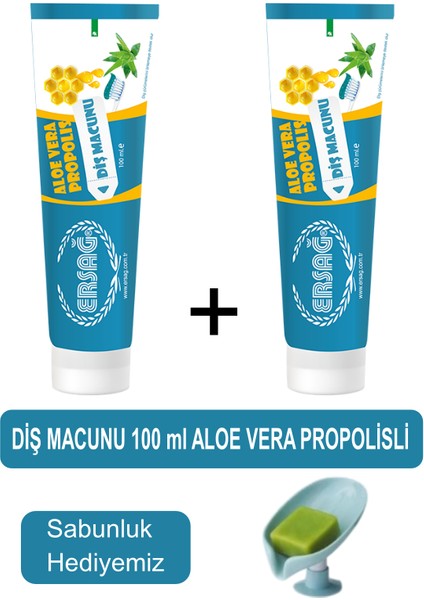 Diş Macunu Aloe Vera, Propolisli 2 Adet 100ML- Sabunluk Hediyemiz 188-02