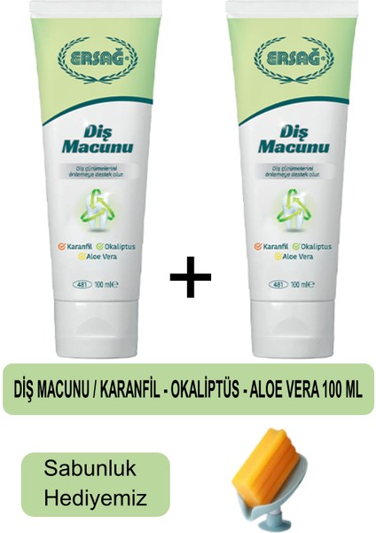 Diş Macunu (Karanfil,okaliptüs,aloe Vera) 2 Adet 100 Ml- Sabunluk Hediyemiz 483