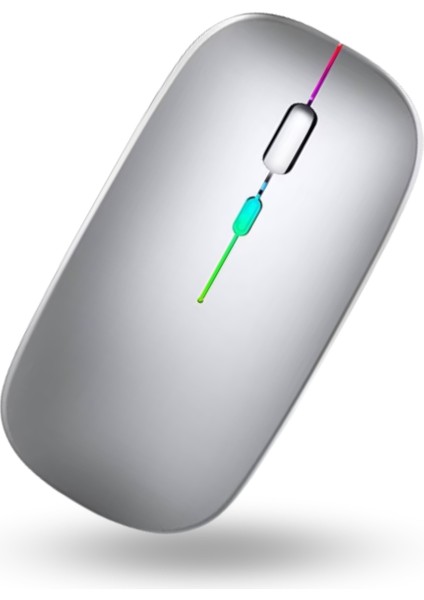 Büro Ev Ofis Bilgisayarı Için Rgb Gümüş Şarjlı Kablosuz Mouse