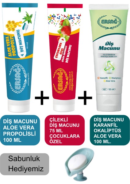 Diş Macunu ( Aile Paketi) 3'lü - Sabunluk Hediyemiz 204-01