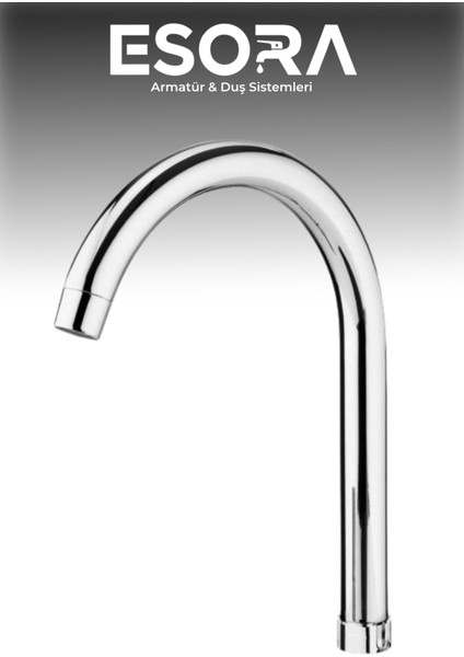 Krom Baston Eviye Mutfak Borusu (Kuğu Boyun Uzun) 25 cm