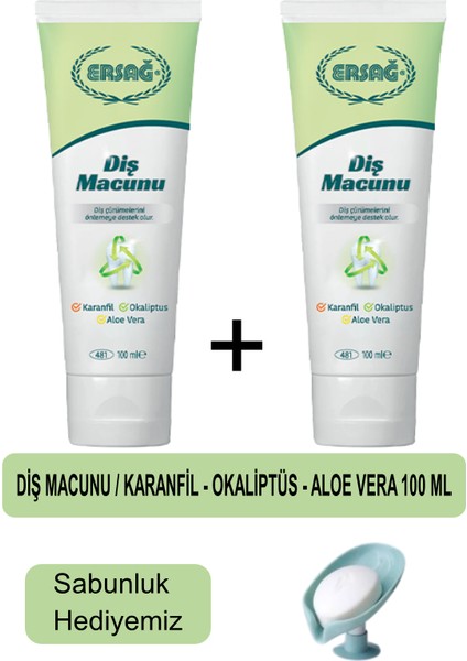 Diş Macunu (Karanfil,okaliptüs,aloe Vera) 2 Adet 100 Ml- Sabunluk Hediyemiz 486