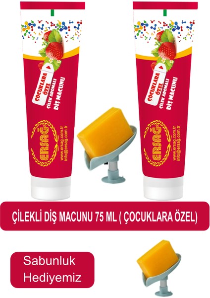 Çocuklara Özel Çilekli Diş Macunu 2 Adet 75 ml - Sabunluk Hediyemiz 204-01