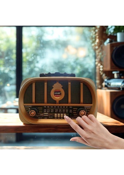 ® Nostaljik, Ahşap Bluetooth Hoparlörlü, Şarjlı, Oval Ön Yüzlü Fm/am Destekli Radyo modelleri