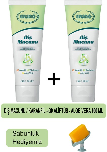 Diş Macunu (Karanfil,okaliptüs,aloe Vera) 2 Adet 100 Ml- Sabunluk Hediyemiz 485
