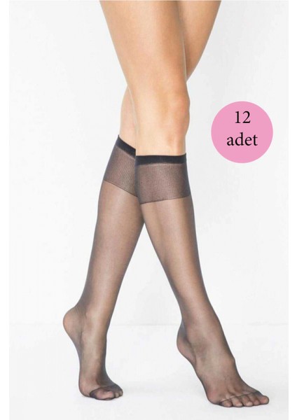 12 Adet Süper Ince 15 Den Mat Pantolon Çorabı Siyah