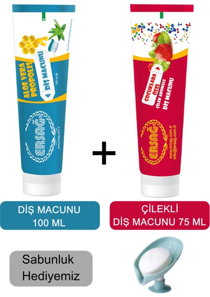 Çilekli Diş Macunu 75 ml ve Diş Macunu 100 ml - Sabunluk Hediyemiz 204-4