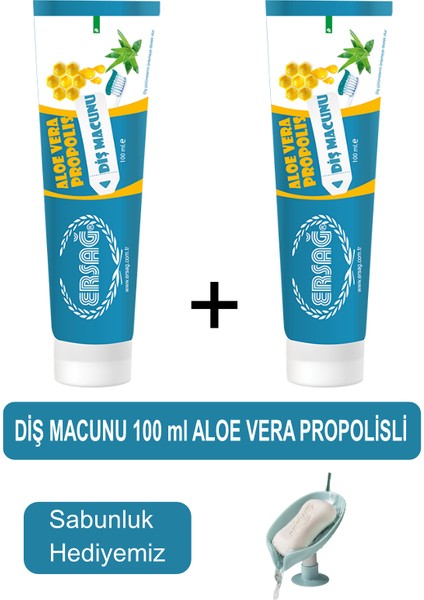 Diş Macunu Aloe Vera, Propolisli 2 Adet 100ML- Sabunluk Hediyemiz 188-08