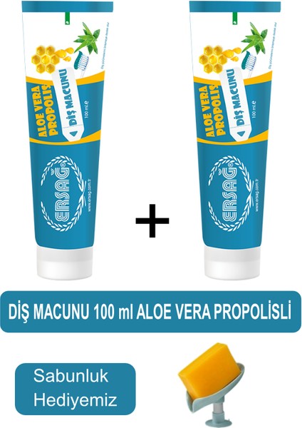 Diş Macunu Aloe Vera, Propolisli 2 Adet 100ML- Sabunluk Hediyemiz 188-05