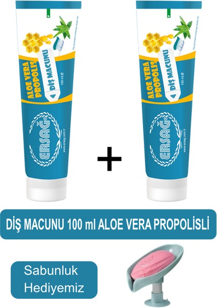 Diş Macunu Aloe Vera, Propolisli 2 Adet 100ML- Sabunluk Hediyemiz 188-06