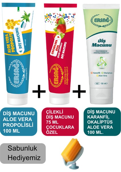 Diş Macunu ( Aile Paketi) 3'lü - Sabunluk Hediyemiz 204-03