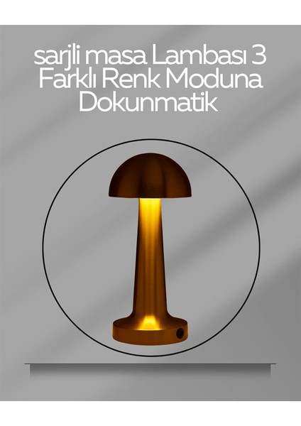 USB Şarjlı Dokunmatik LED Masa Lambası – 3 Renk Modu & Dimmer