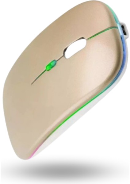 Büro Ev Ofis Bilgisayarı Için Rgb Golden Şarjlı Kablosuz Mouse
