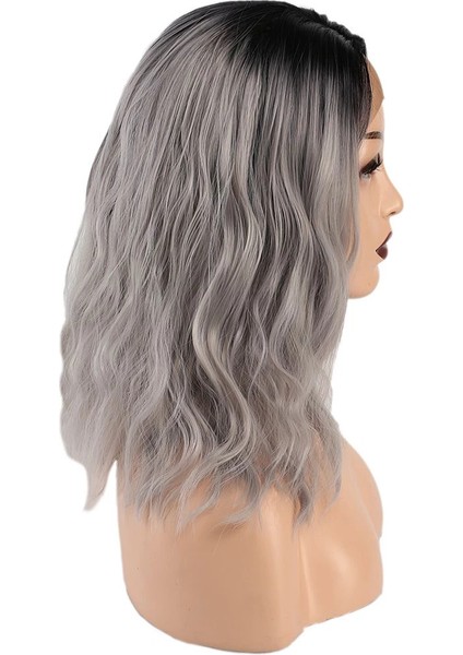 Fiber Sentetik Dalgalı Kısa Tül Peruk - Siyah Gri Ombreli fiyatları