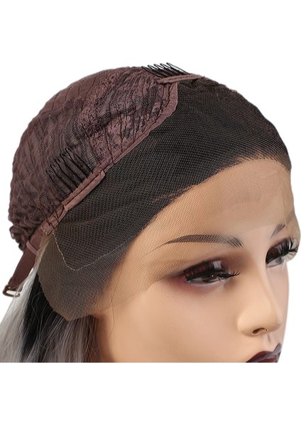 Fiber Sentetik Dalgalı Kısa Tül Peruk - Siyah Gri Ombreli indirimleri