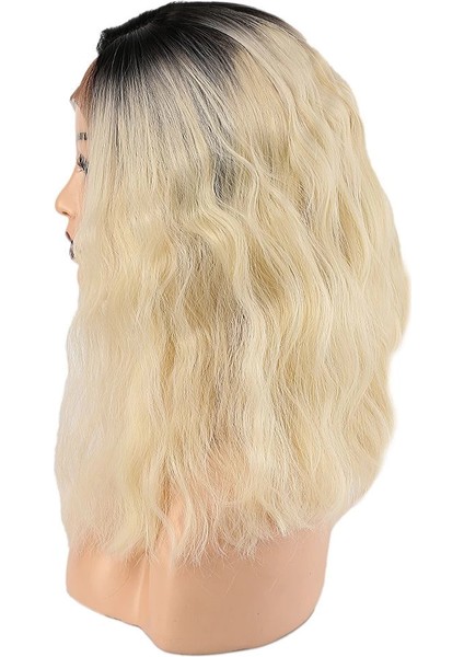 Fiber Sentetik Dalgalı Kısa Tül Peruk - Kahve Platin Ombreli modelleri