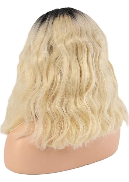 Fiber Sentetik Dalgalı Kısa Tül Peruk - Kahve Platin Ombreli fırsatları