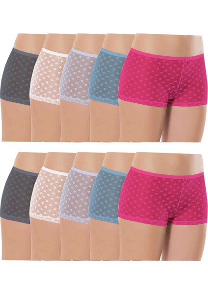 10 Adet Kadın Komple Tül Dantel Boxer Külot