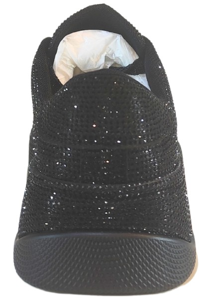 Kadın Bağcık Kapamalı Taş Kaplama Detaylı Deri Sneakers Ayakkabı