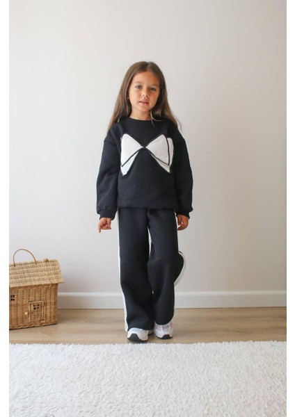 Baskılı Şardonlu Kız Çocuk Ikili Eşofman Takımı