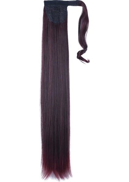 Bağlamalı Düz At Kuyruğu - Koyu Kızıl fırsatları