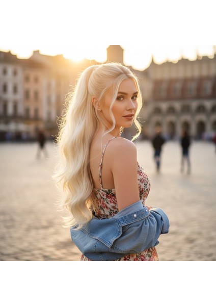 Bağlamalı Dalgalı At Kuyruğu - Açık Platin