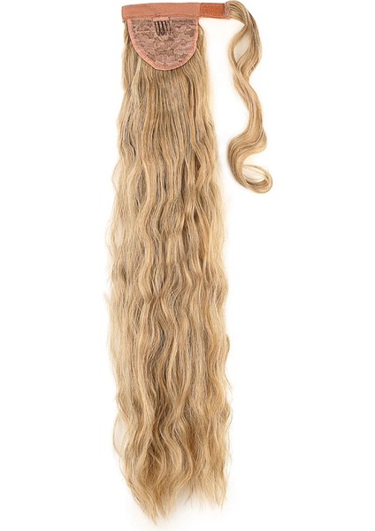 Bağlamalı Kabarık Dalgalı At Kuyruğu - Karamel Platin Röfleli modelleri