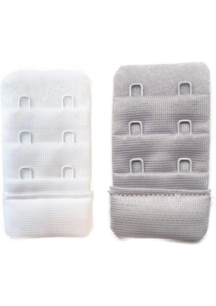 2 Adet Agraf Sütyen Uzatma Kopçası 3 Sıra / 2 Kanca Beyaz Gri