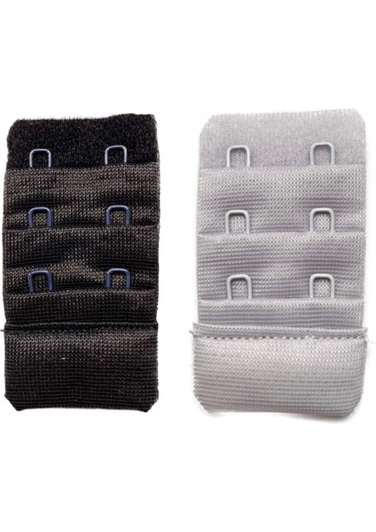 2 Adet Agraf Sütyen Uzatma Kopçası 3 Sıra / 2 Kanca Siyah Gri