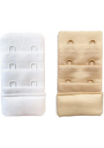 2 Adet Agraf Sütyen Uzatma Kopçası 3 Sıra / 2 Kanca Beyaz Ten