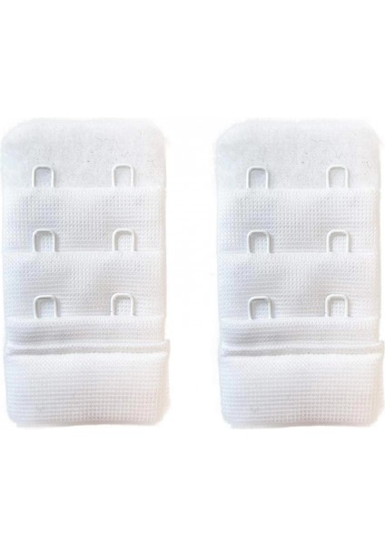 2 Adet Agraf Sütyen Uzatma Kopçası 3 Sıra / 2 Kanca Beyaz