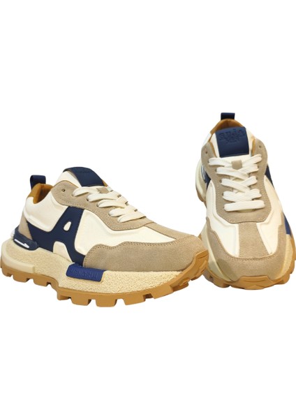 Erkek Kalın Kaydırmaz Kauçuk Taban Bağcık Kapamalı Renk Detaylı Sneakers Ayakkabı