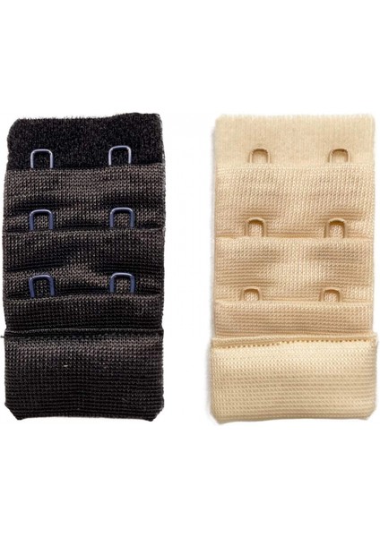 2 Adet Agraf Sütyen Uzatma Kopçası 3 Sıra / 2 Kanca Siyah Ten