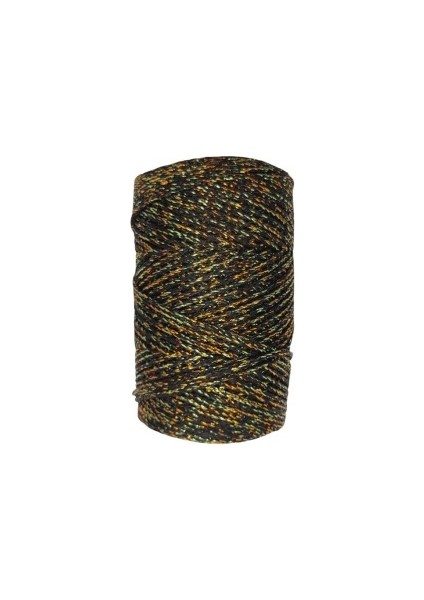 Makrome İpi 3mm Polyester Siyah Altın Simli