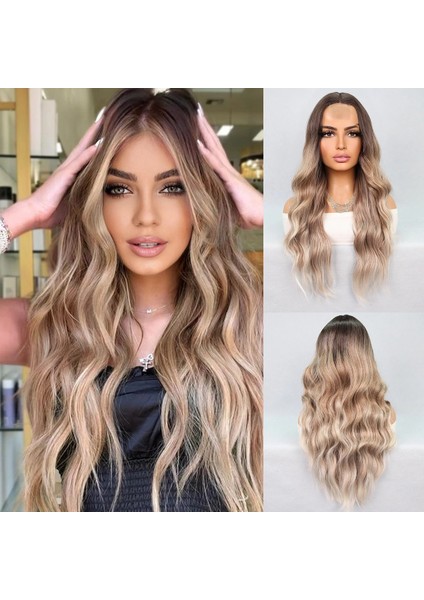 Kumral Platin Ombre Balköpüğü Röfleli Tül Peruk